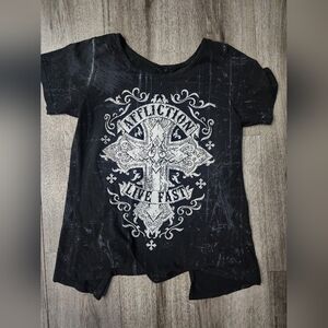 Affliction Womens Shirt Rhinestones Bling Sexy Back